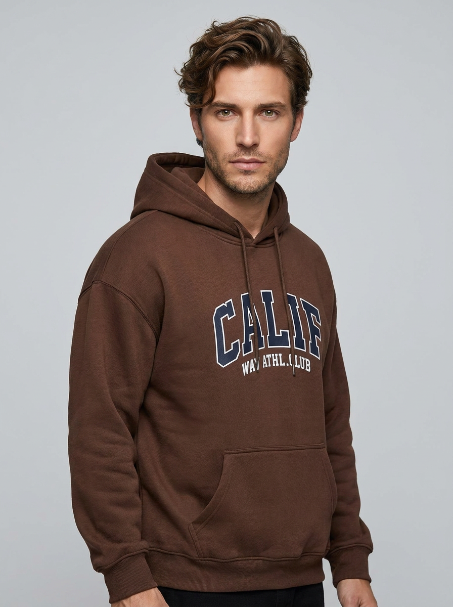 Hudson Fleece Hoodie - Brown - Three-Quarter