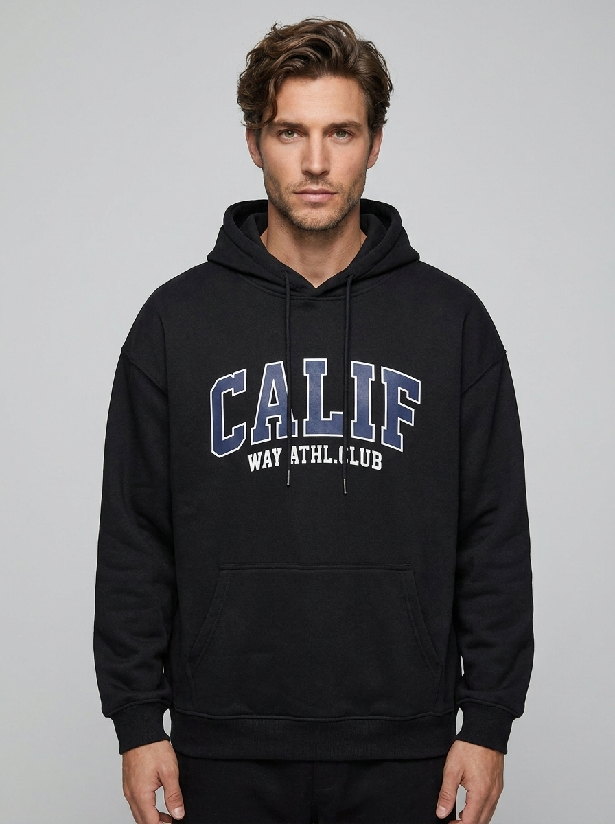 Hudson Fleece Hoodie - Black - Front