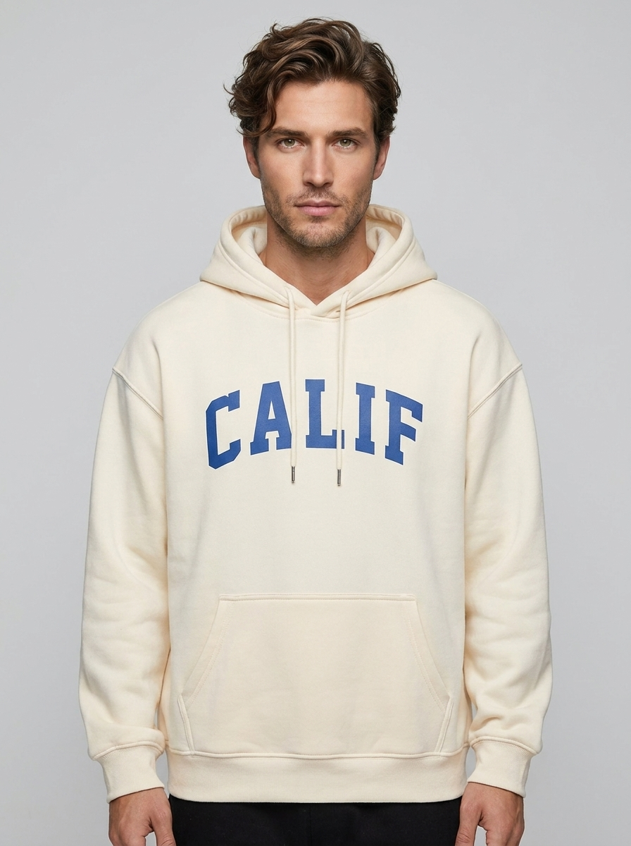 Hudson Fleece Hoodie - Cream - Front