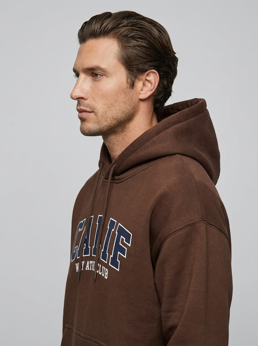 Hudson Fleece Hoodie - Brown - Side