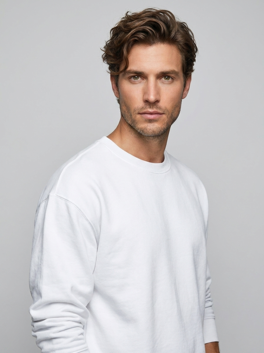 Harlow Essential Sweatshirt - White - Three-Quarter