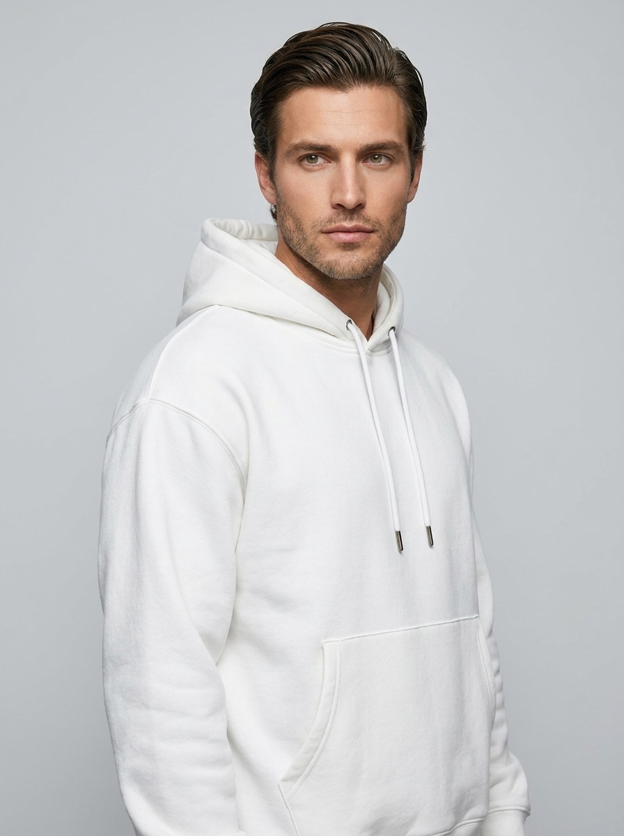 Everest Heavyweight Hoodie - White - Three-Quarter