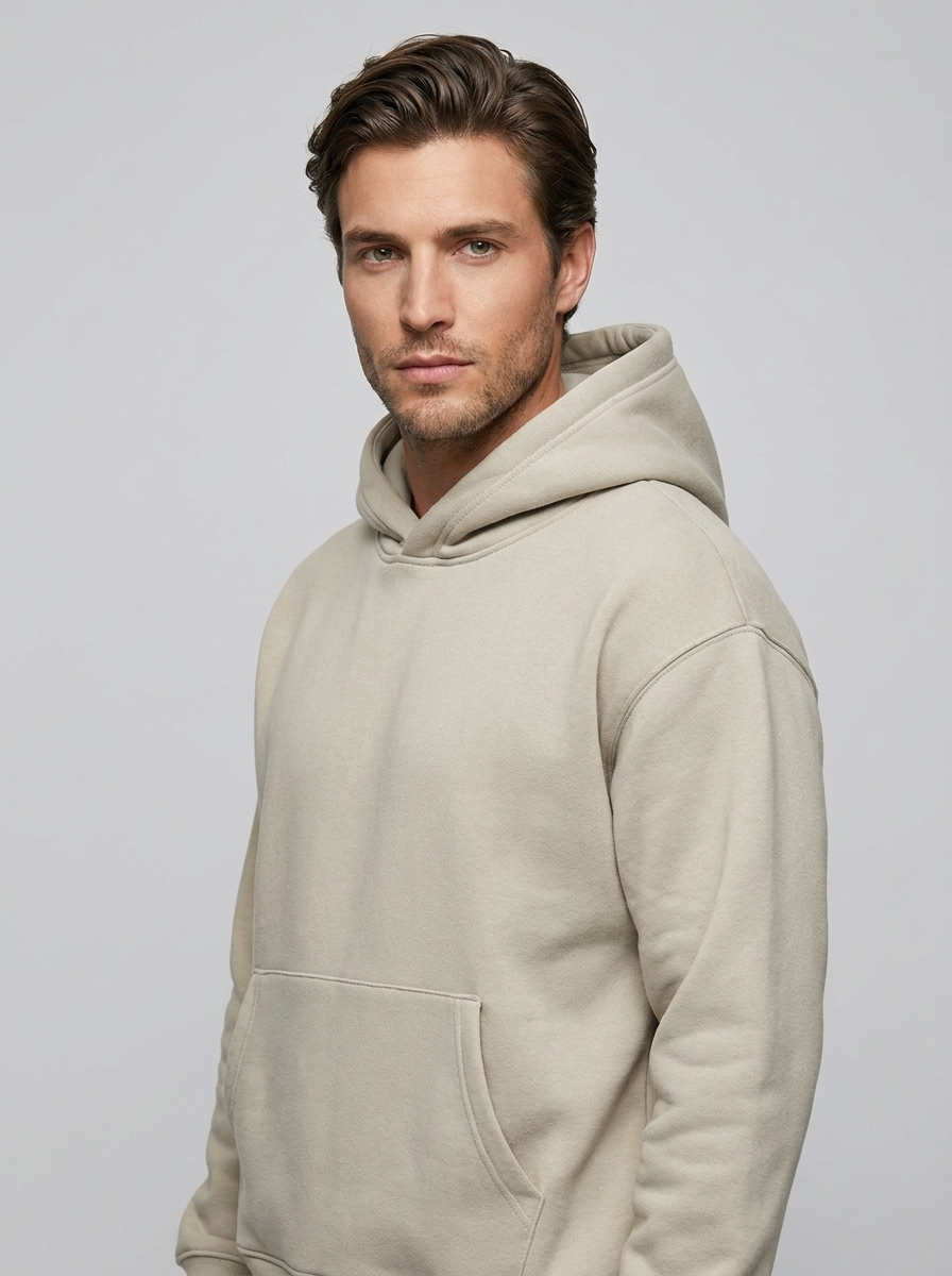 Everest Heavyweight Hoodie - Gray Apricot - Three-Quarter