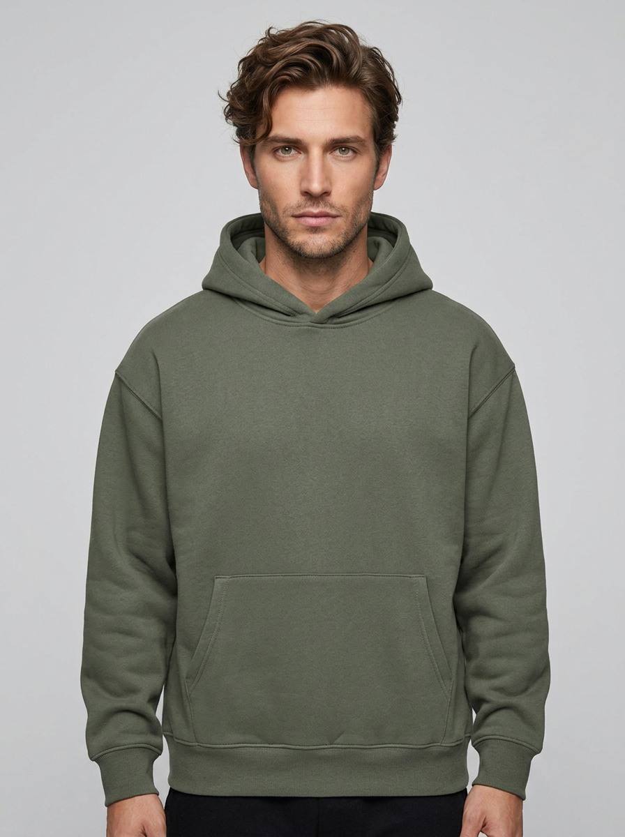 Everest Heavyweight Hoodie - Carbon Green - Front