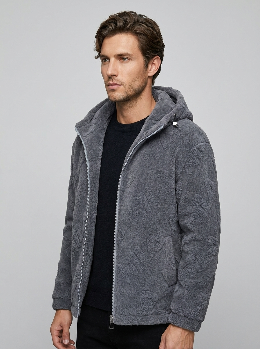 Montero Velvet Jacket - Gray - Three-Quarter