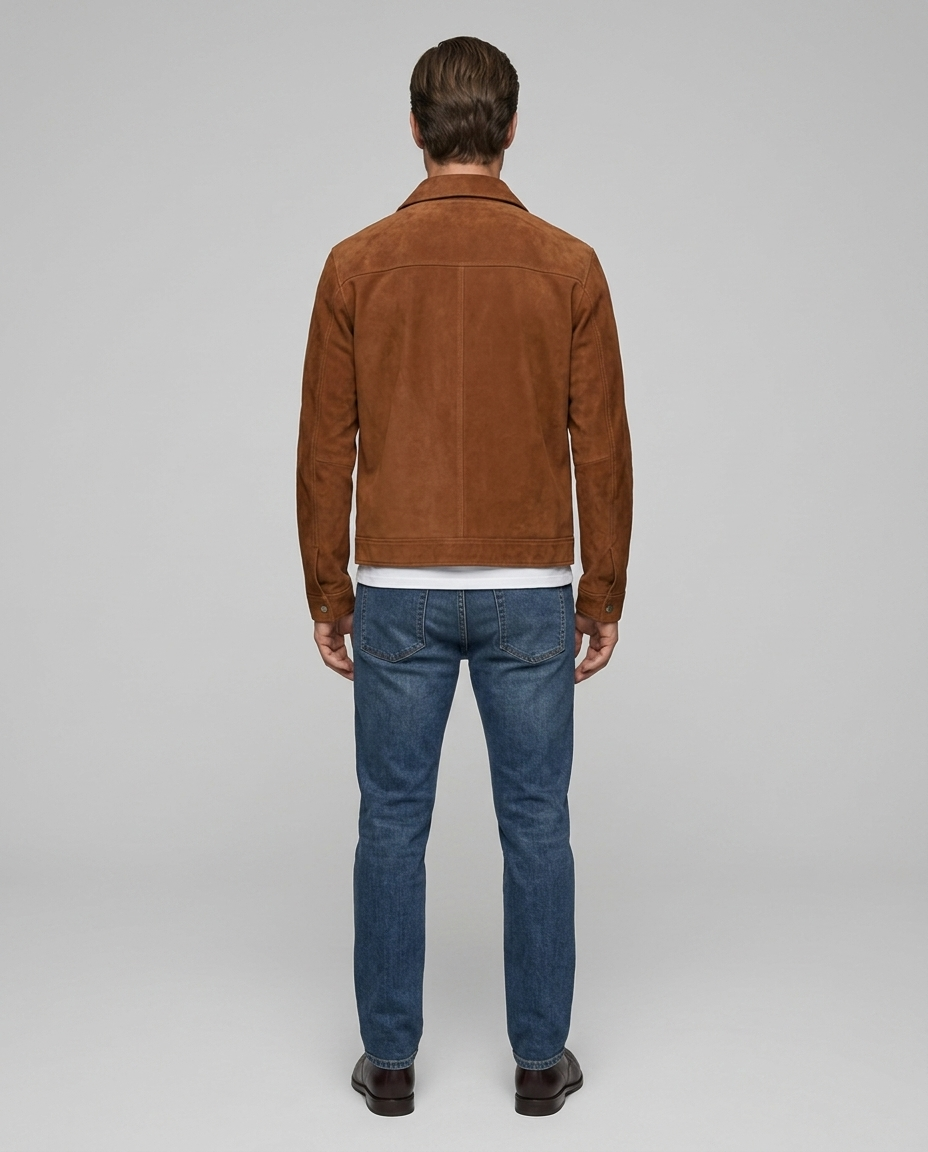 Sullivan Suede Zip Jacket Brown Rear