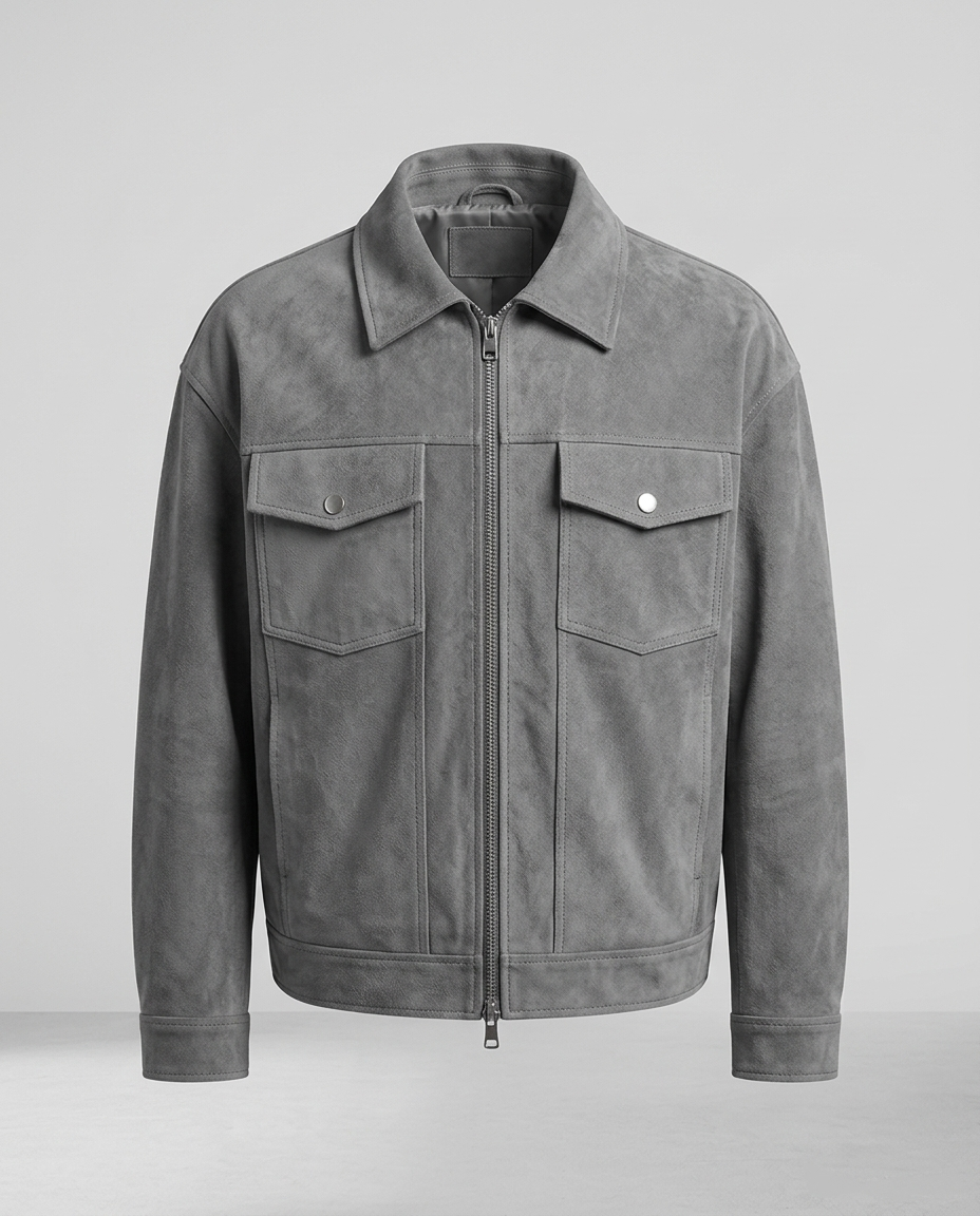 Sullivan Suede Zip Jacket Grey Ghost