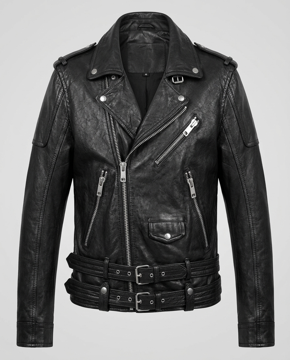 Valen Sheepskin Moto Jacket Black Ghost