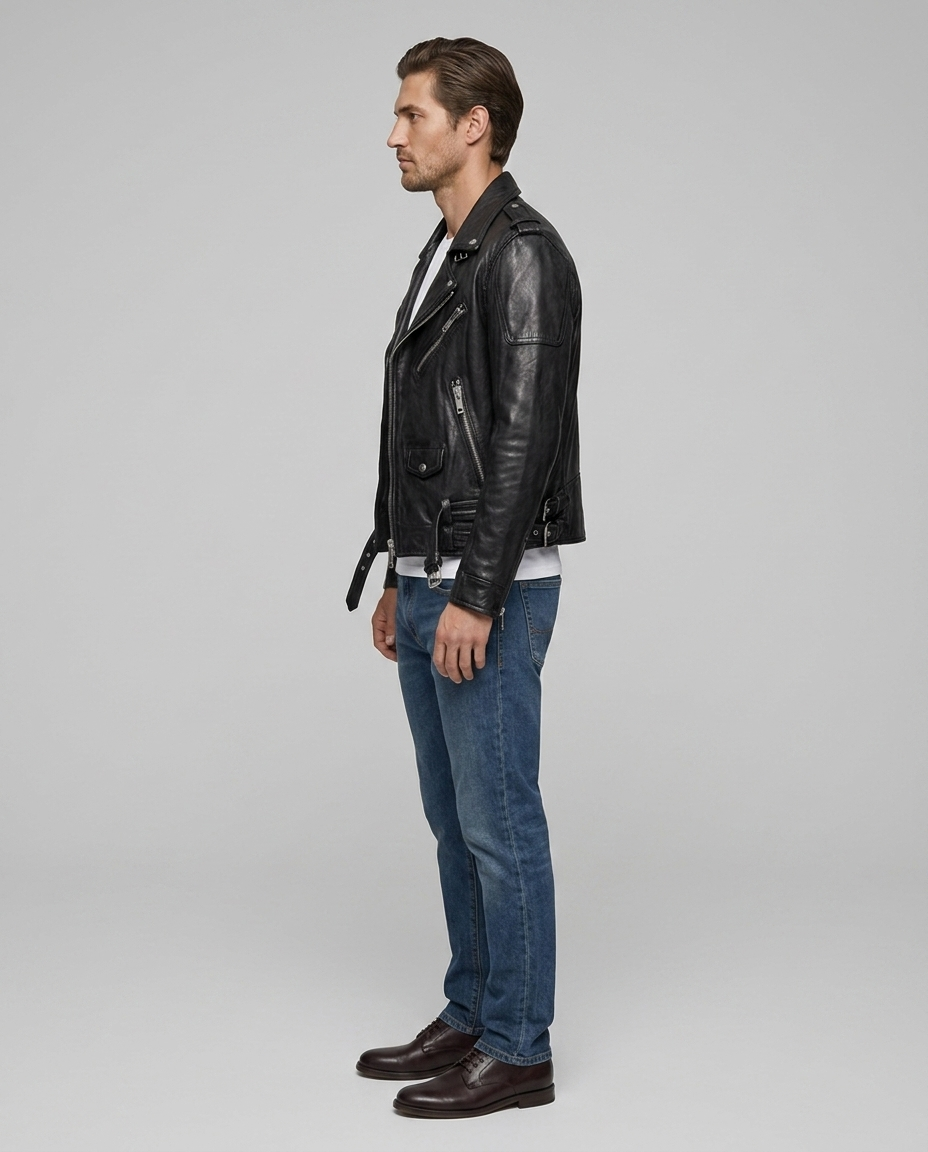 Valen Sheepskin Moto Jacket Black Side