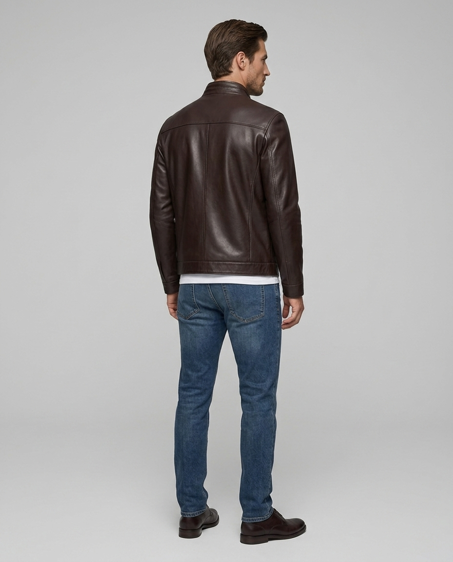 Axton Shearling Collar Jacket Black Rear-Side