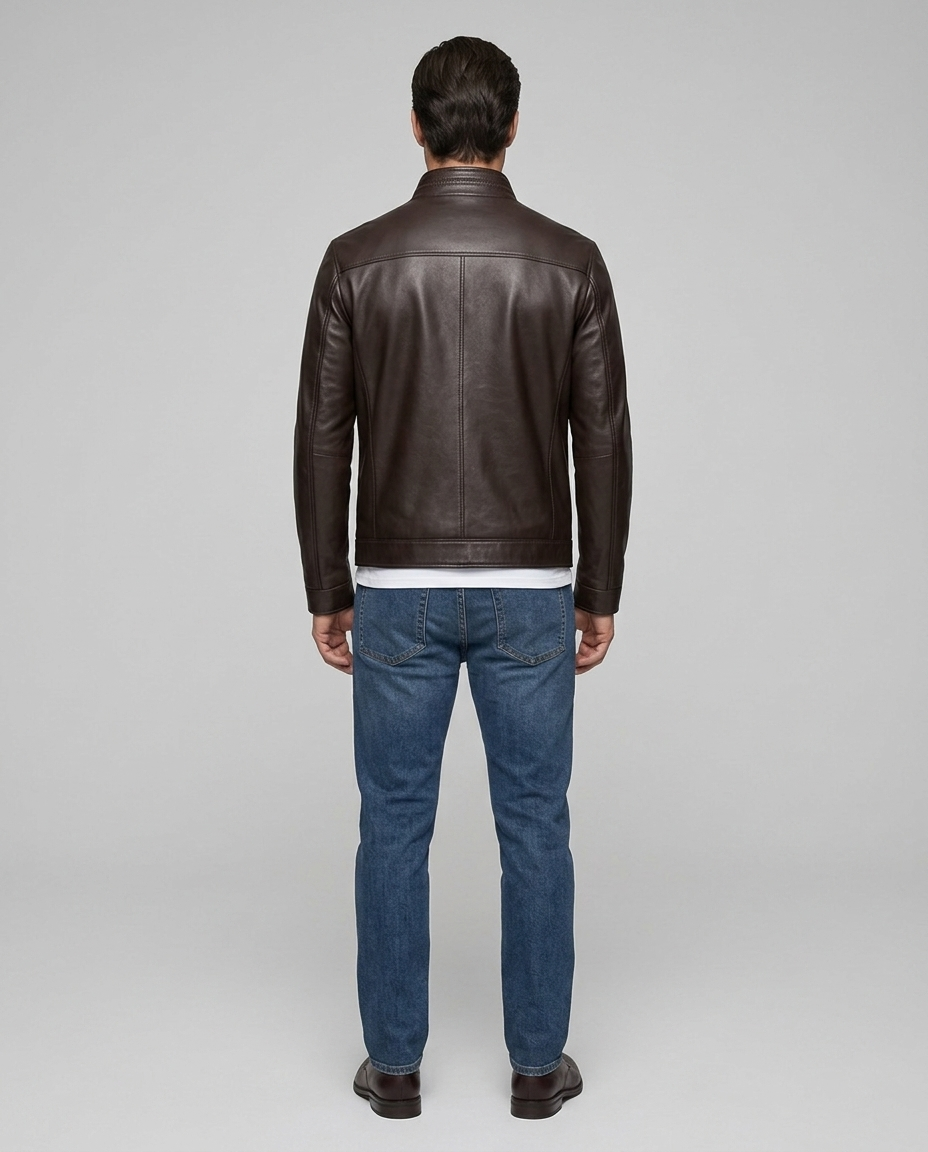 Axton Shearling Collar Jacket Black Rear