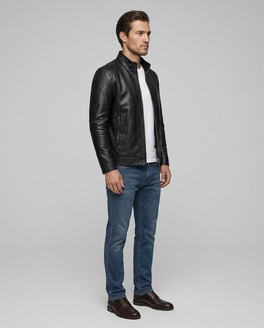 Axton Shearling Collar Jacket Brown Side