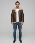 Bronson Leather Fur Jacket Brown Front