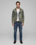 Grayson Distressed Denim Jacket Gray Front