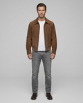 Benson Retro Suede Jacket Brown Front