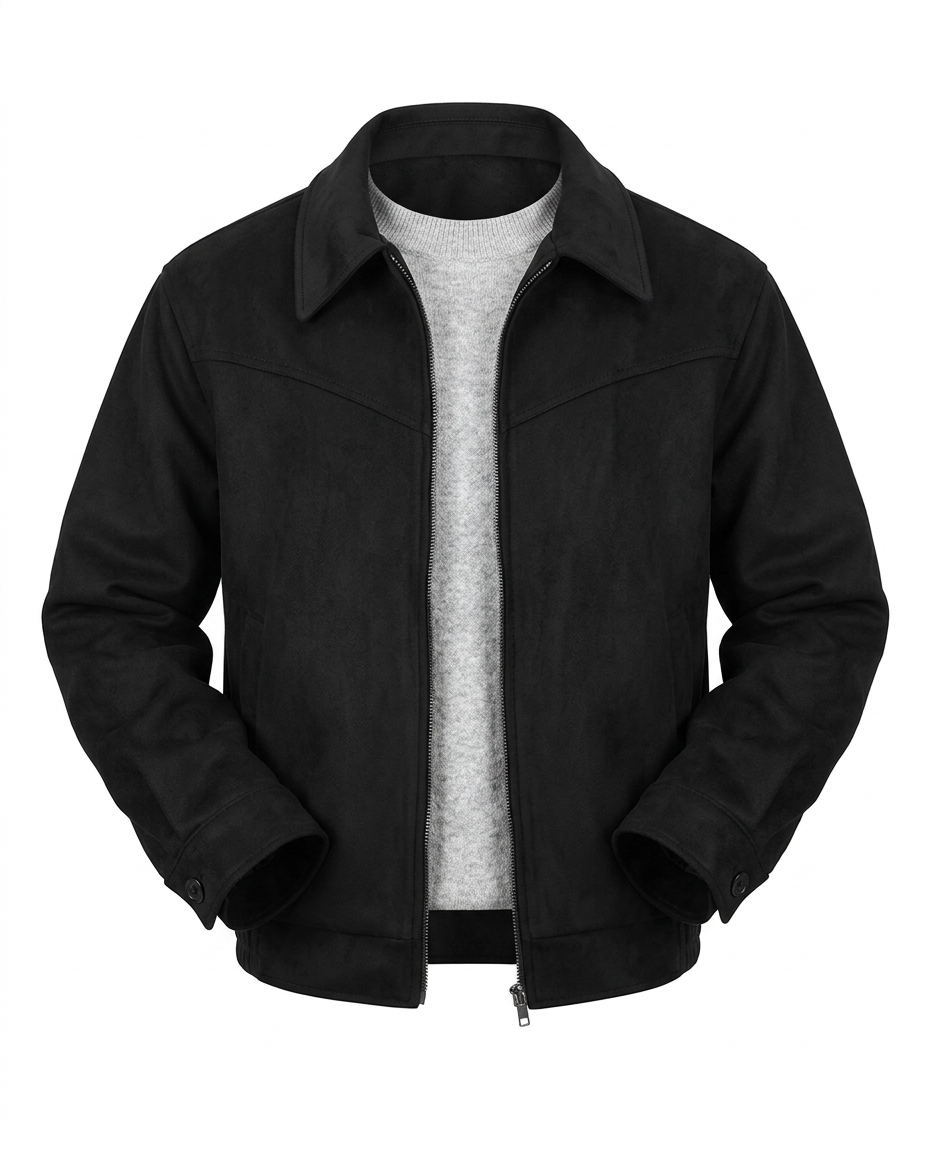 Benson Retro Suede Jacket Black Ghost