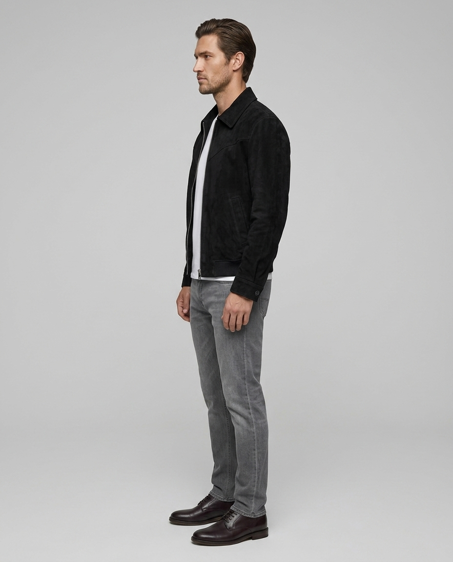 Benson Retro Suede Jacket Black Side