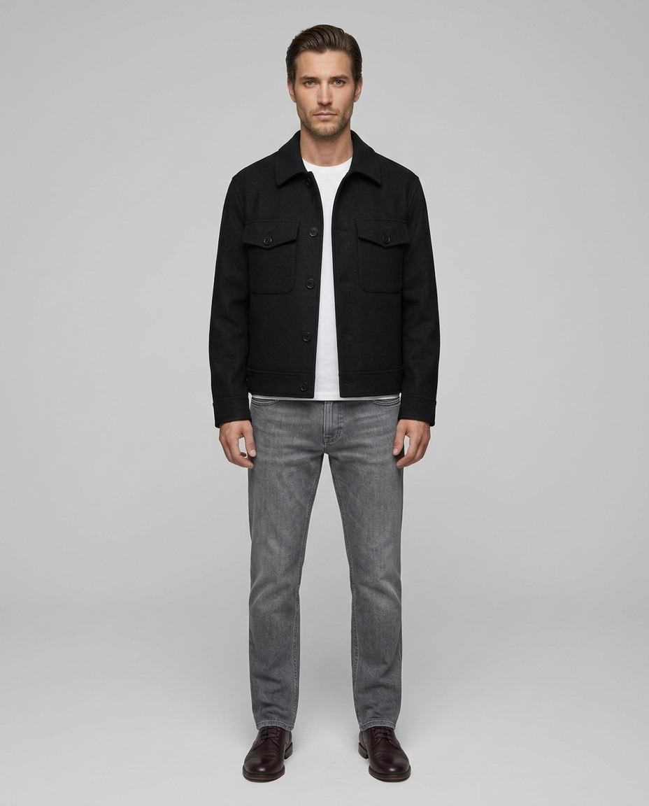 Wellington Wool Jacket Black - Front