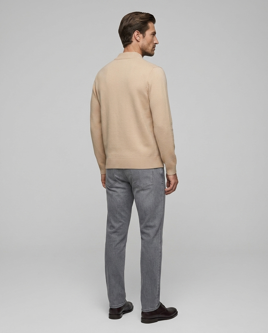 Northvale Knit Sweater Khaki - Rear Side