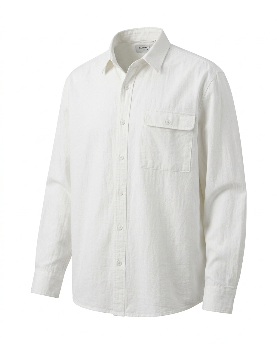 Hudsen Retro Cardigan Shirt White - Ghost Mannequin