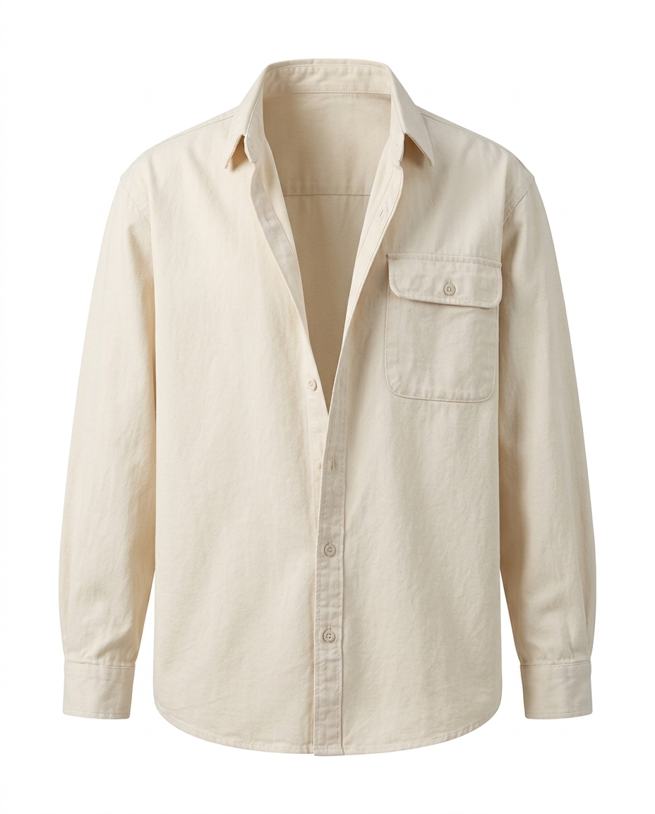 Hudsen Retro Cardigan Shirt Cream - Ghost Mannequin