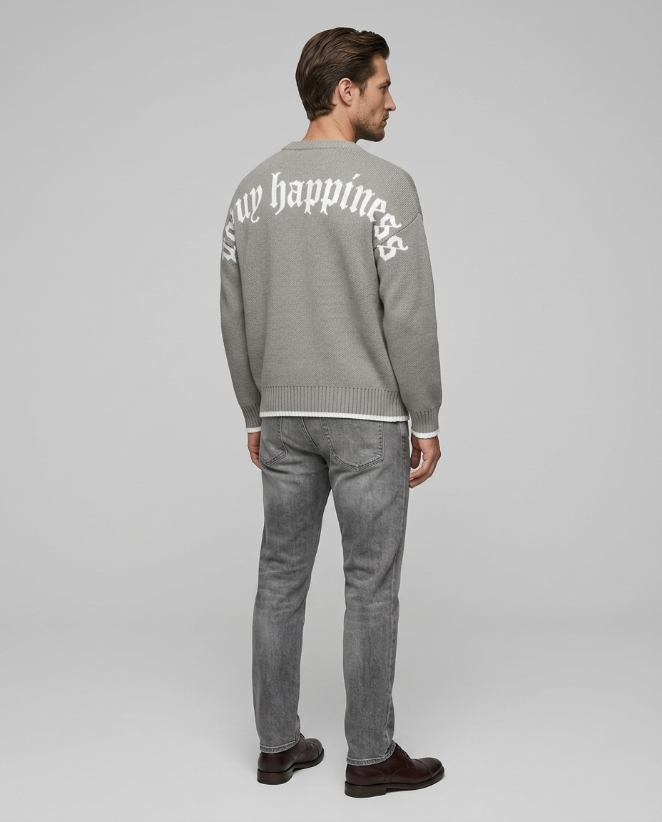 Vega Knit Sweater Gray - Rear Side