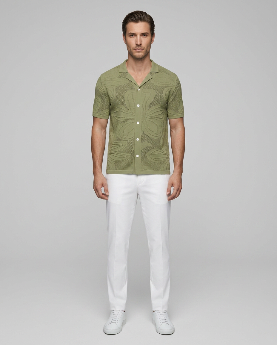 Florence Floral Shirt Green - Front