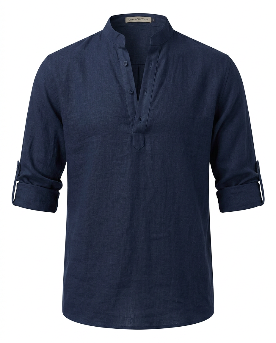 Luca Linen Shirt Navy Blue - Ghost Mannequin