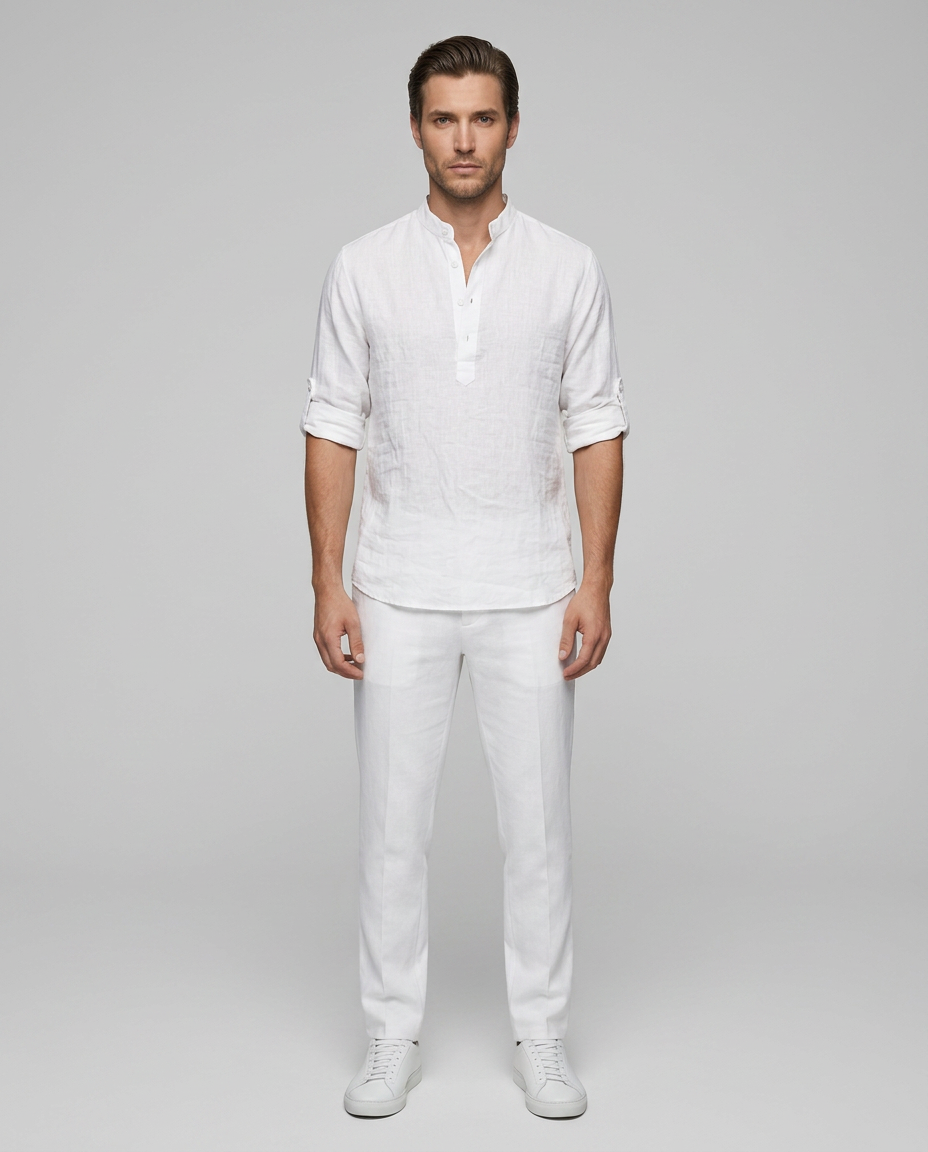Luca Linen Shirt White - Front