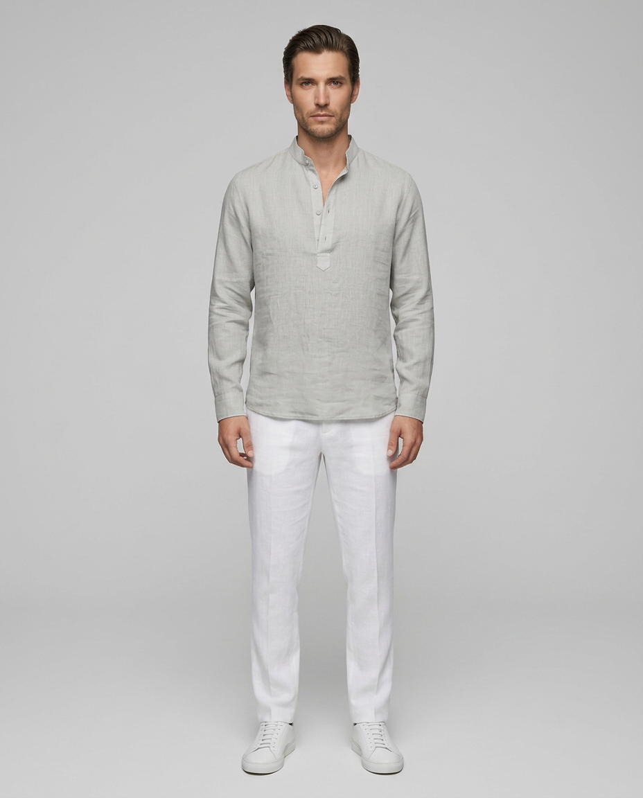 Luca Linen Shirt Gray - Front