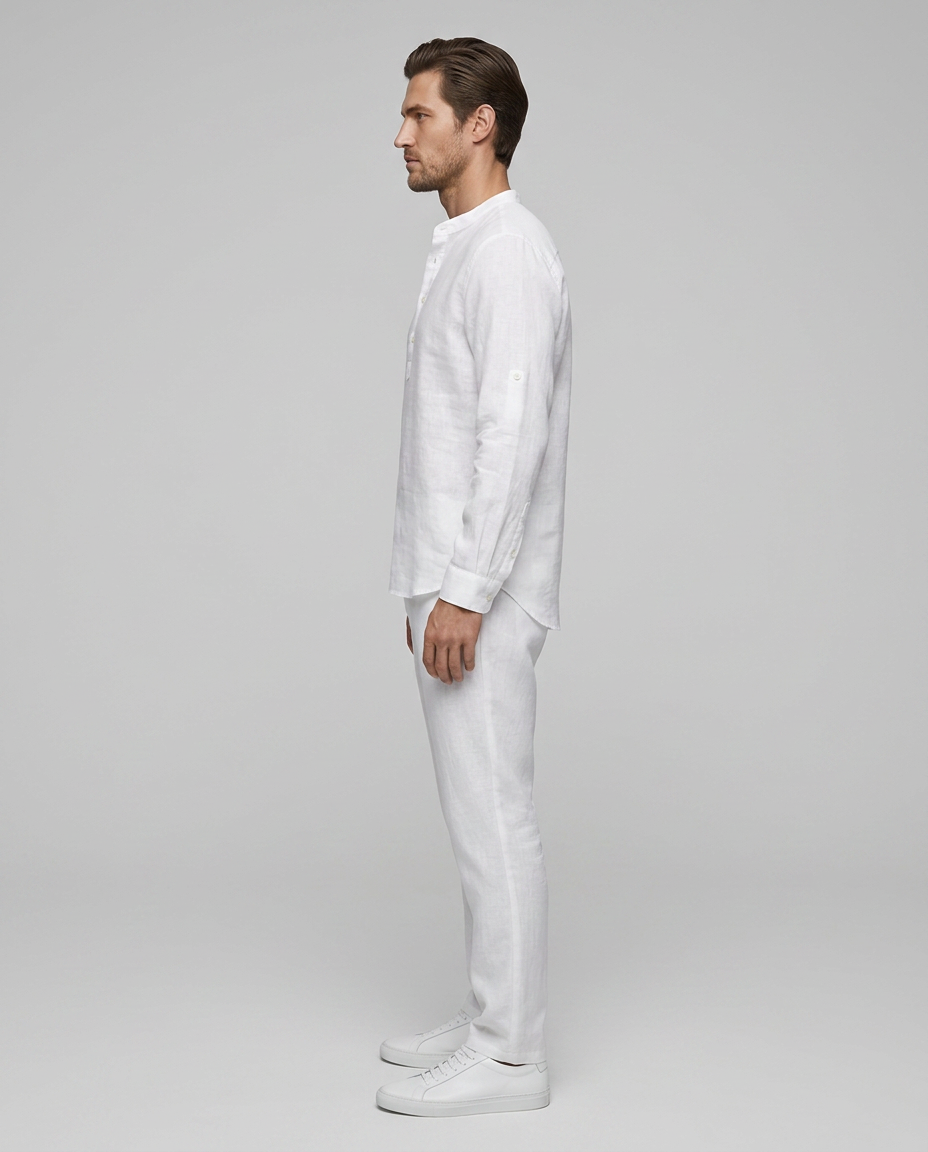 Luca Linen Shirt White - Side
