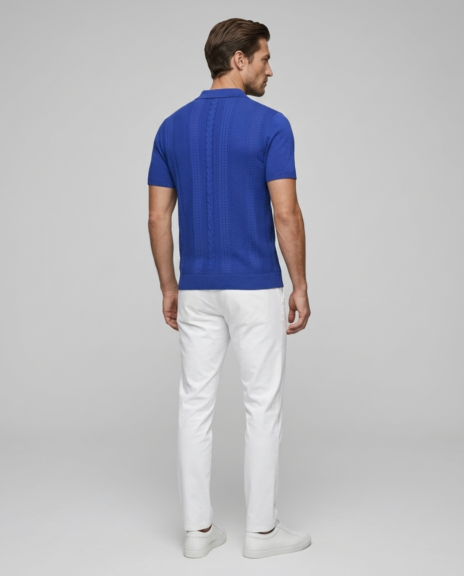 Nolan Linen Shirt Royal Blue - Rear-Side