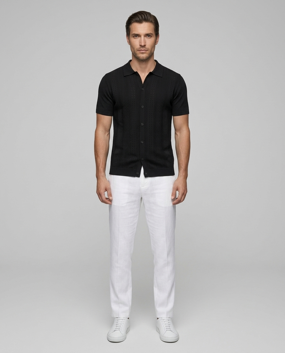 Nolan Linen Shirt Black - Front