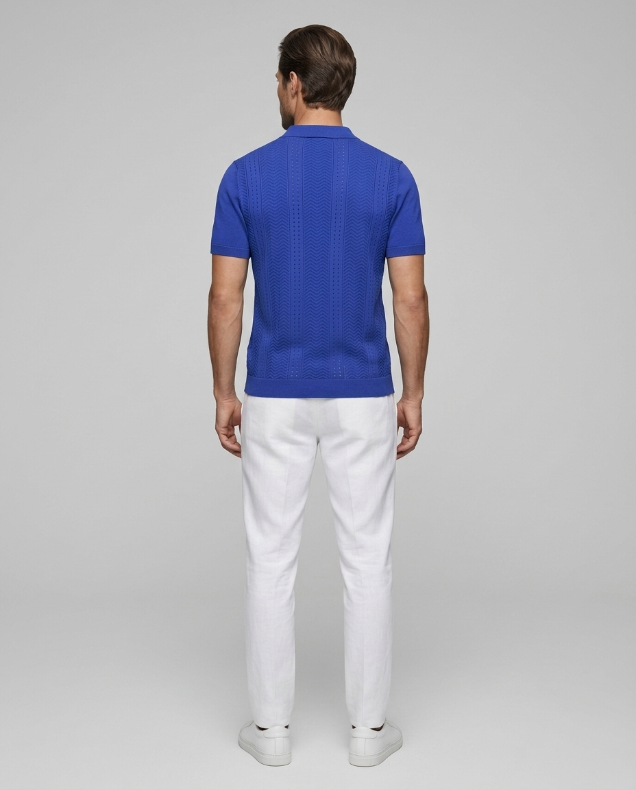 Nolan Linen Shirt Royal Blue - Rear