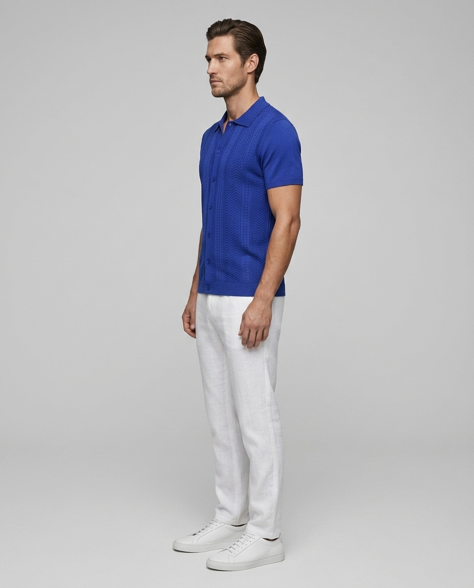 Nolan Linen Shirt Royal Blue - Side