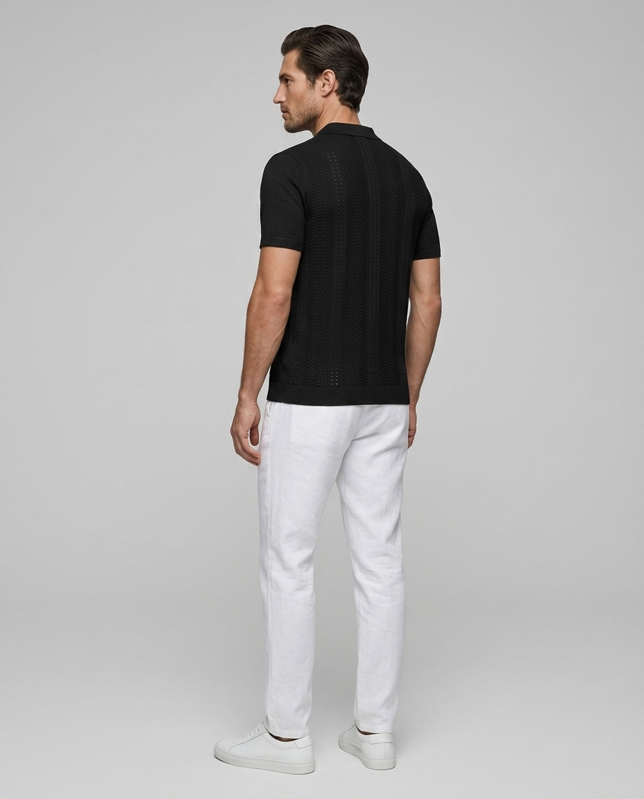 Nolan Linen Shirt Black - Rear-Side