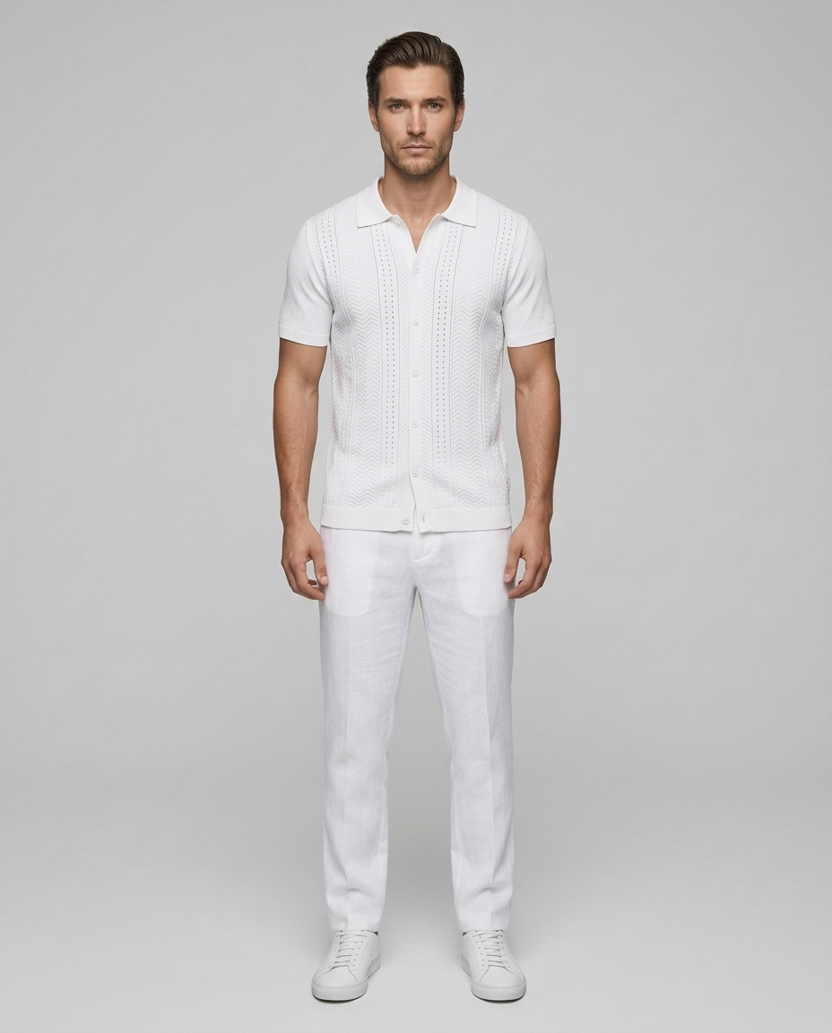 Nolan Linen Shirt White - Front