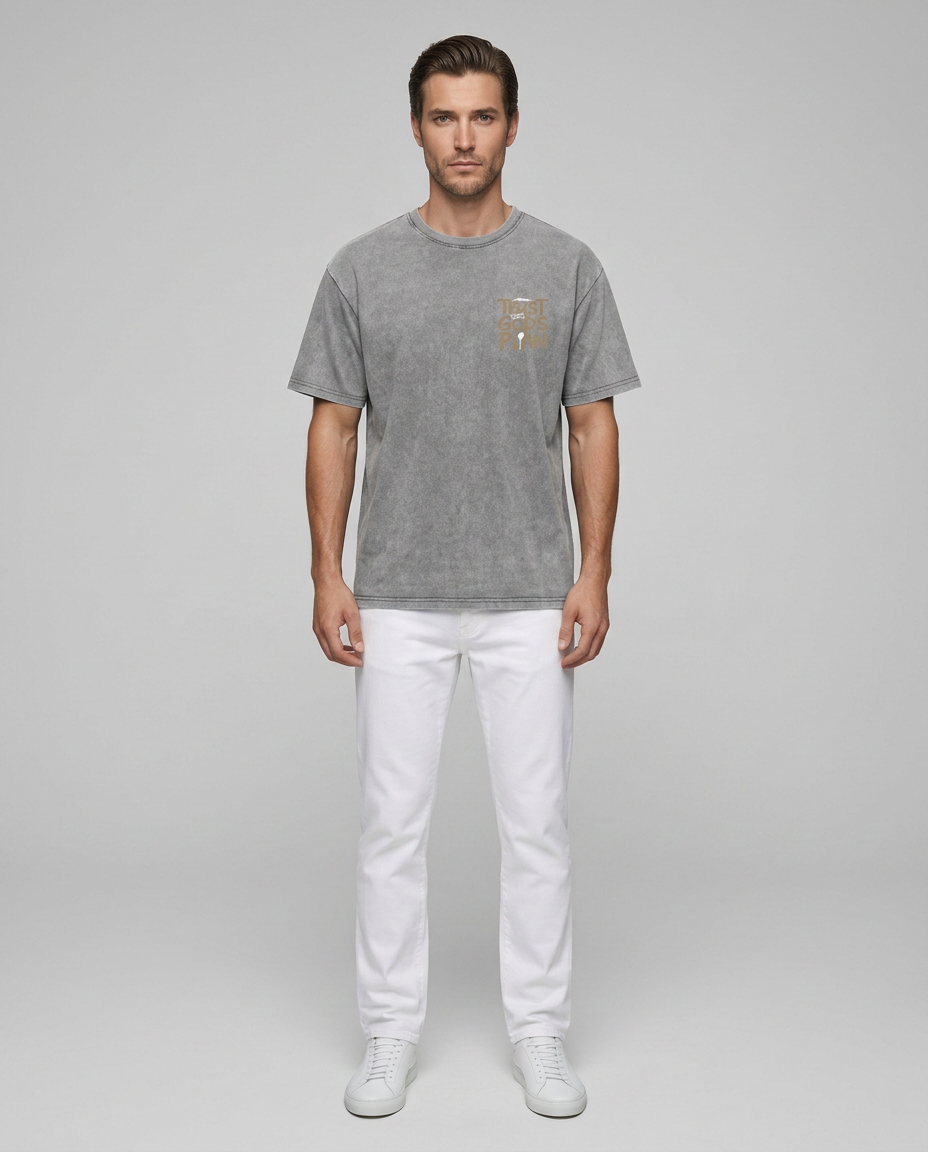Kieran Washed Graphic Tee Grey - Front