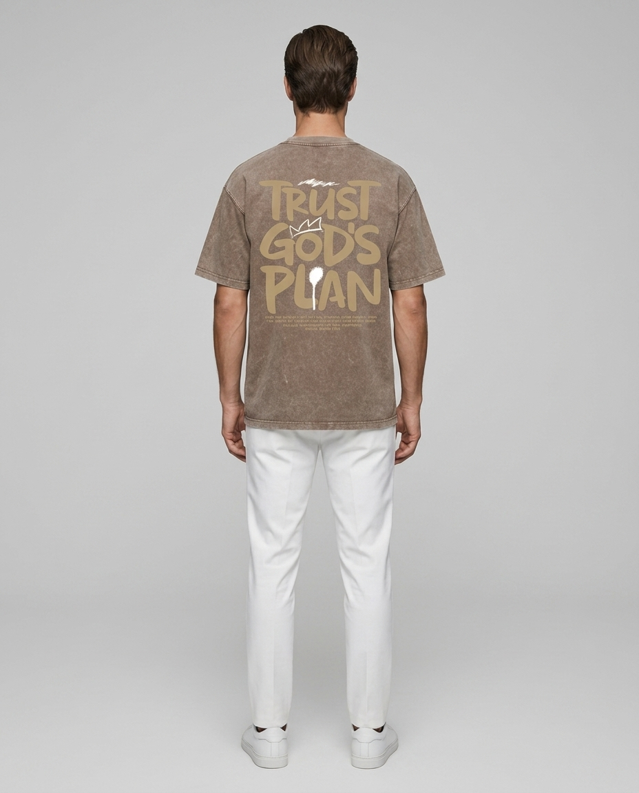 Kieran Washed Graphic Tee Khaki - Rear