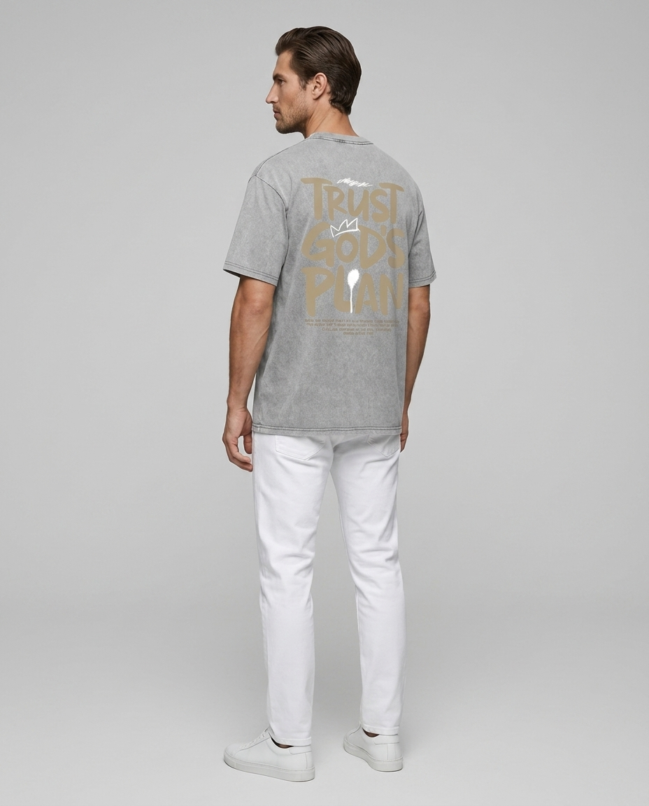 Kieran Washed Graphic Tee Grey - Rear-Side