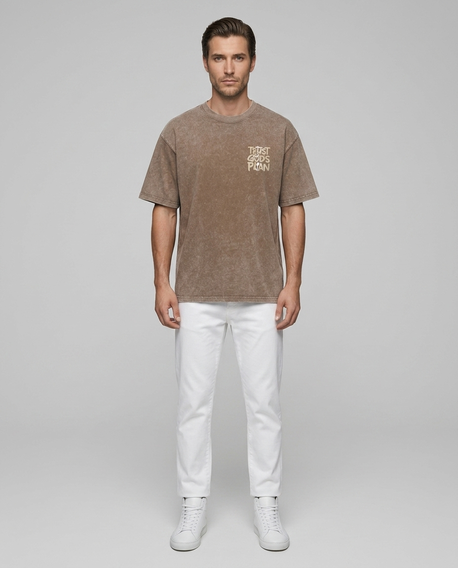 Kieran Washed Graphic Tee Khaki - Front