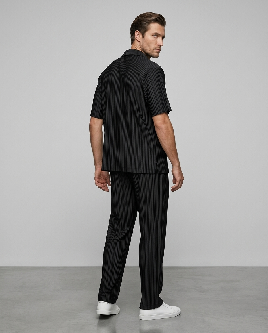 Soren Ribbed Set Black - Rear-Side
