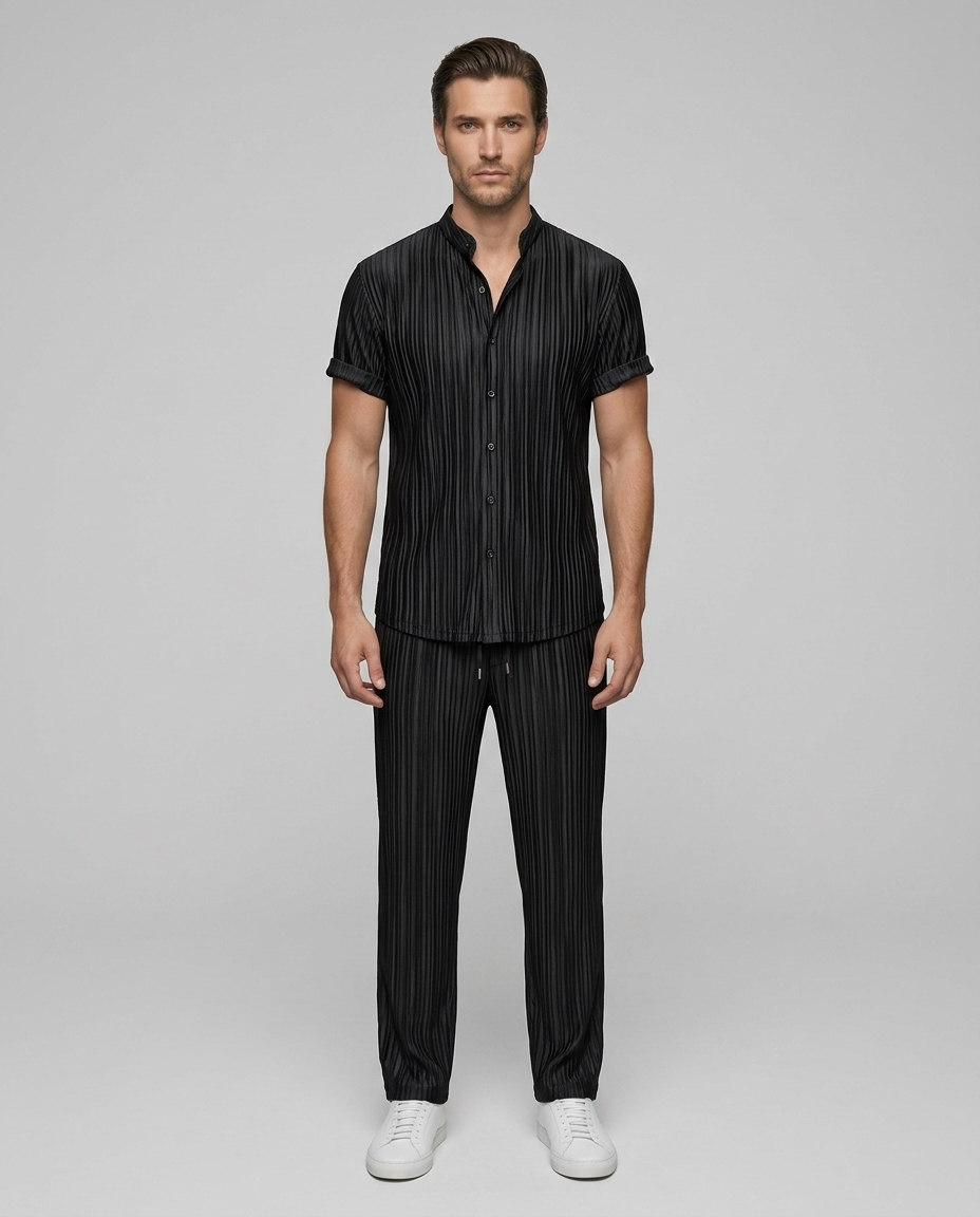 Soren Ribbed Set Black - Front