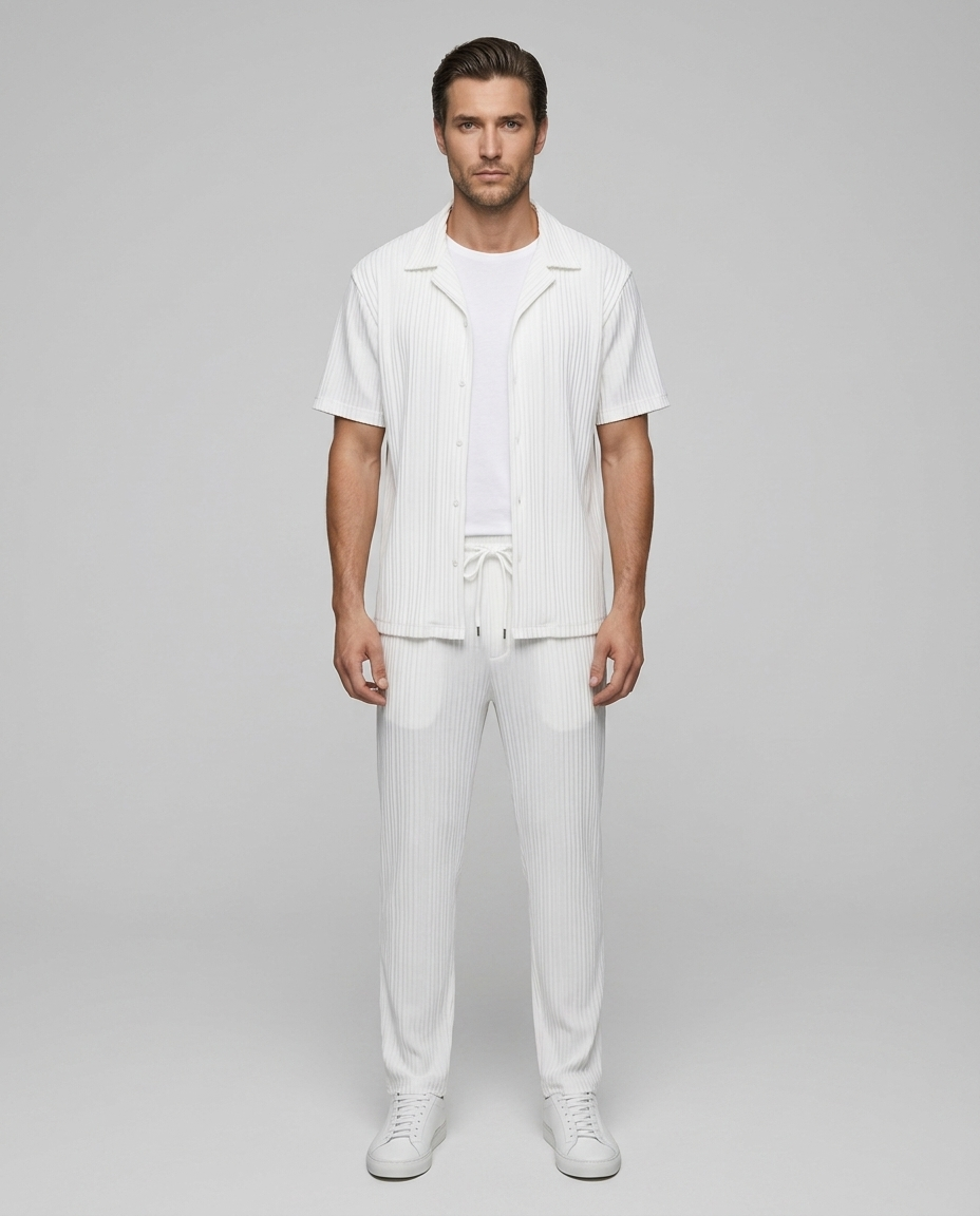 Soren Ribbed Set White - Front