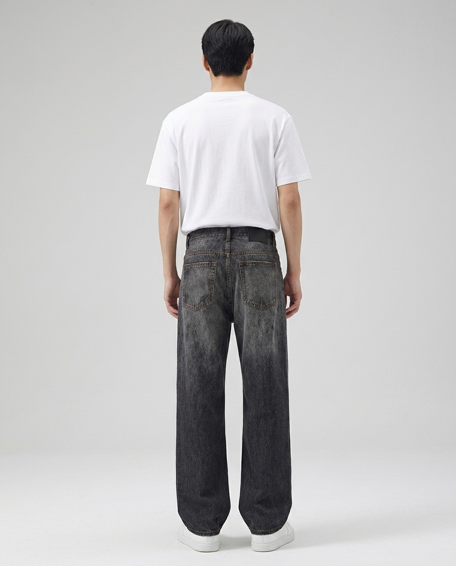 Obsidian Ink Splash Jeans Dirty Black - Rear