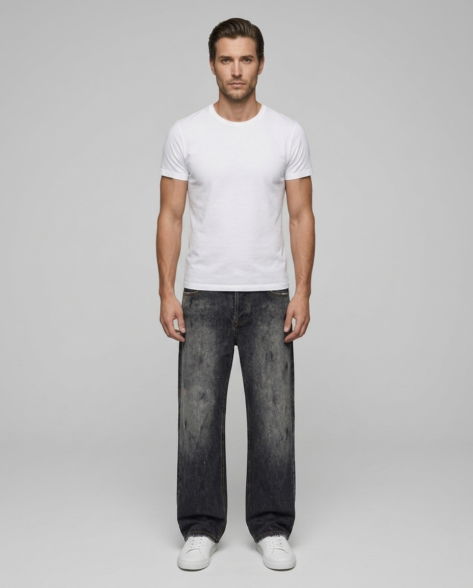 Obsidian Ink Splash Jeans Dirty Black - Front