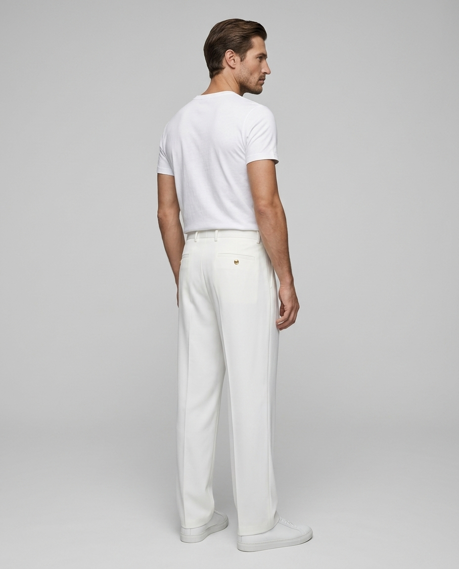 Kyoto Wide Leg Trousers White - Rear-Side