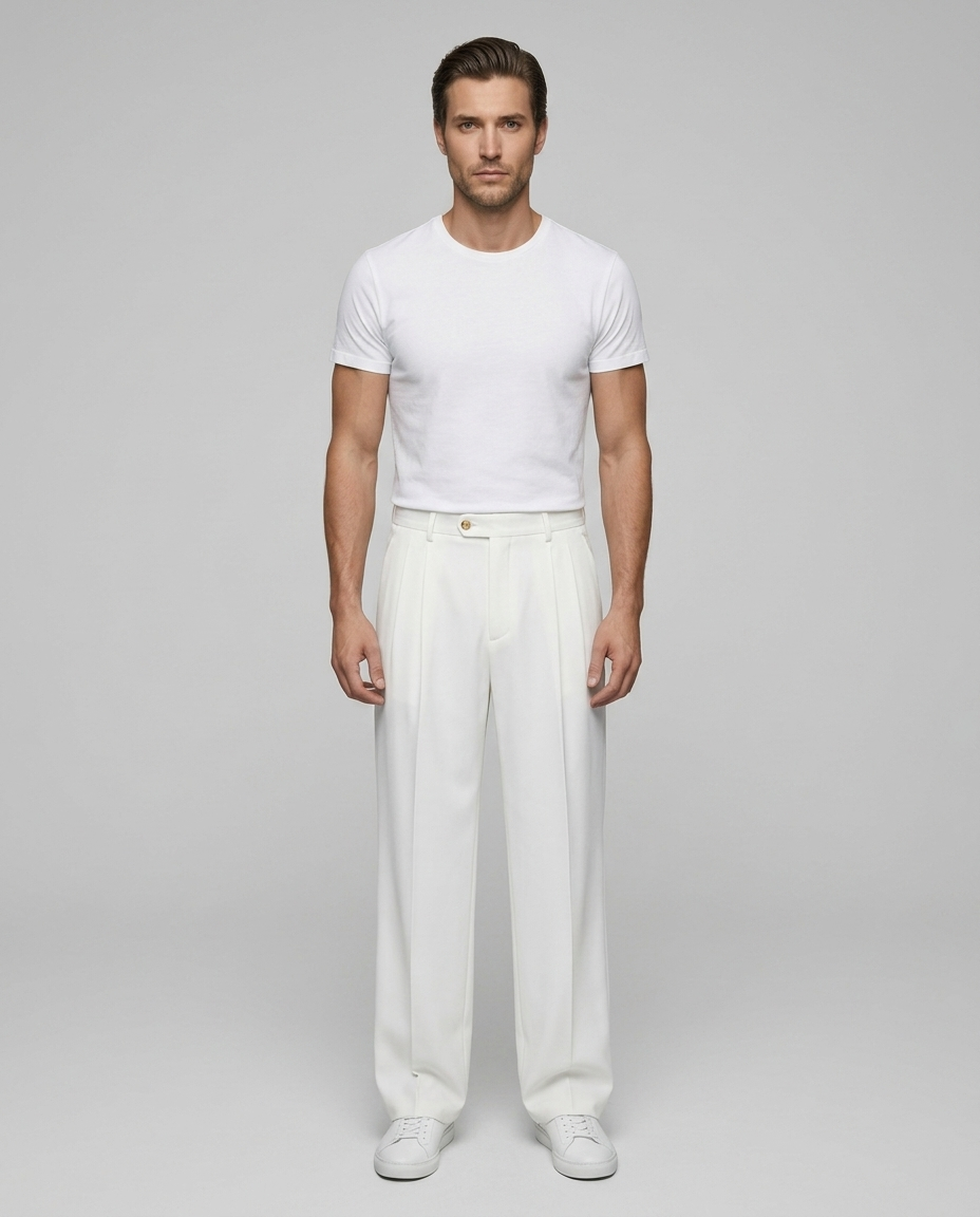 Kyoto Wide Leg Trousers White - Front
