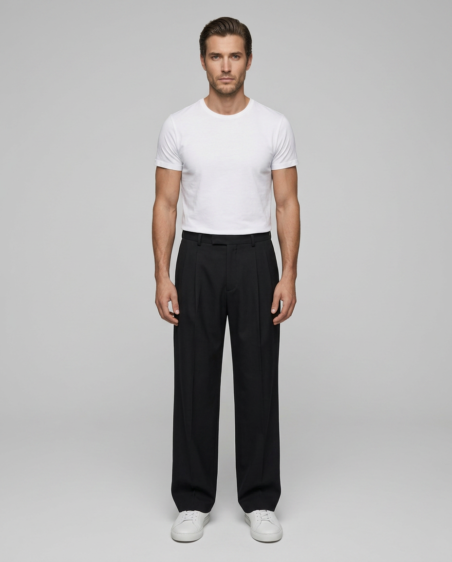 Kyoto Wide Leg Trousers Black - Front