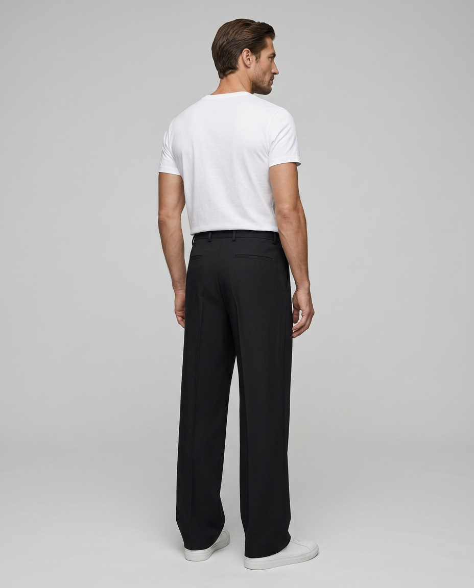 Kyoto Wide Leg Trousers Black - Rear-Side